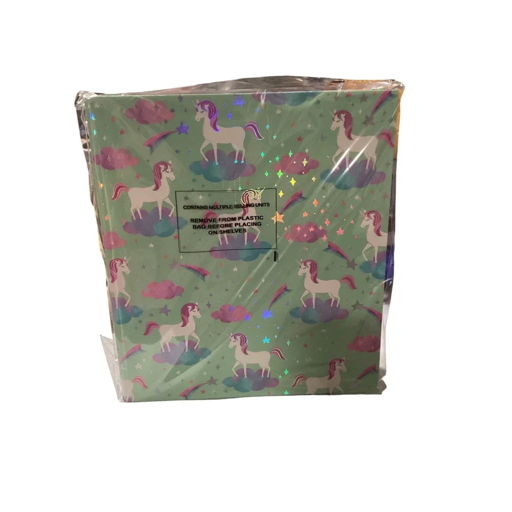Greenroom 1 Inch Recycled 3 Ring Binder 3 Pack Unicorn Flamingo Dog Prints NEW